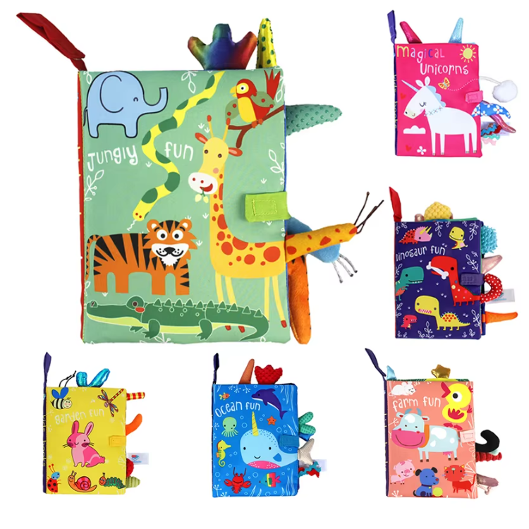 Baby Rammelaar en Stoffen Boek – Hangspeelgoed voor Kinderwagen