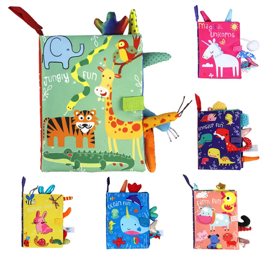 Baby Rammelaar en Stoffen Boek – Hangspeelgoed voor Kinderwagen