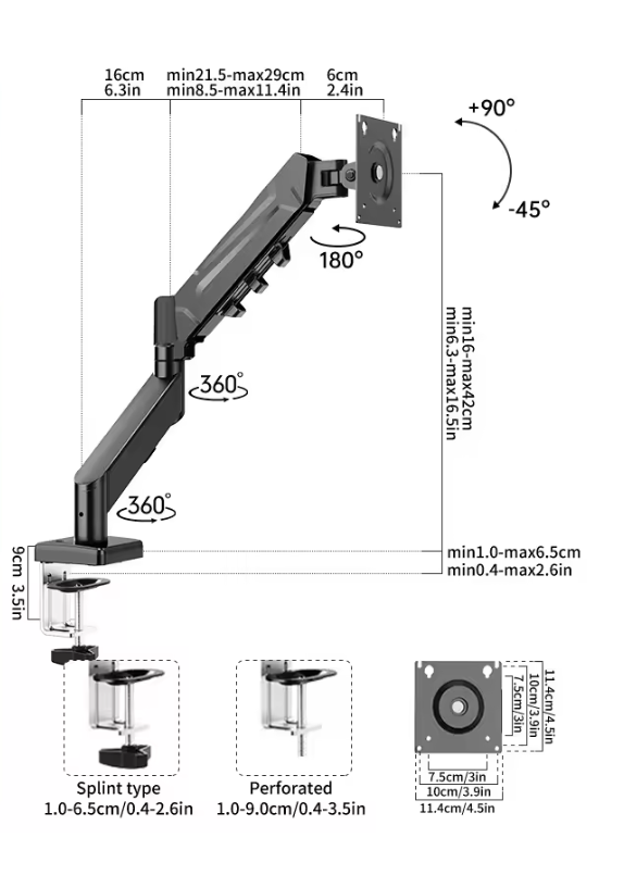 Monitor Arm Bureau – Verstelbare Monitor Beugel 13-32 Inch