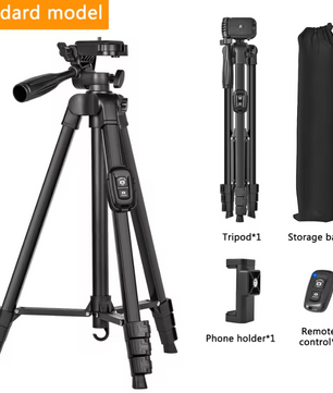 Camera Statief 152cm met Afstandsbediening – Aluminium Tripod voor Smartphone en Camera