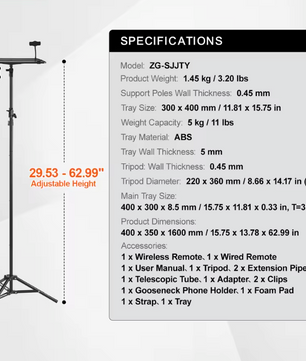 Verstelbare Projector Standaard met Statief – Inclusief Tray en Telefoonhouder voor Thuis en Outdoor Gebruik