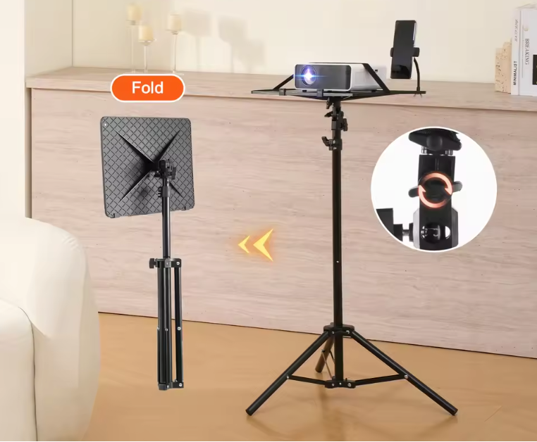 Verstelbare Projector Standaard met Statief – Inclusief Tray en Telefoonhouder voor Thuis en Outdoor Gebruik