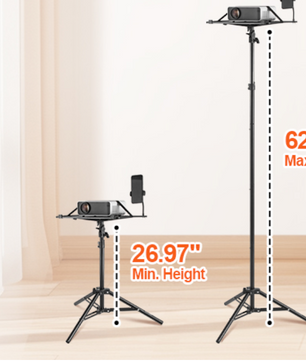 Verstelbare Projector Standaard met Statief – Inclusief Tray en Telefoonhouder voor Thuis en Outdoor Gebruik