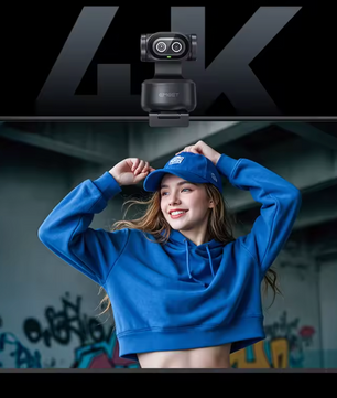4K PTZ Webcam met AI Tracking – Dual Camera, Autofocus en Gesture Control voor Streaming en Videovergaderingen