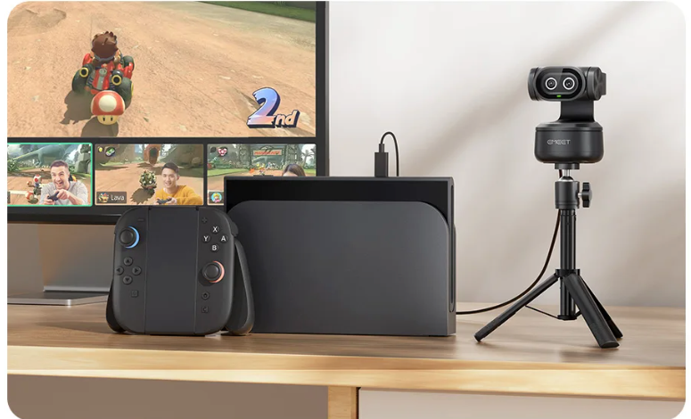 4K PTZ Webcam met AI Tracking – Dual Camera, Autofocus en Gesture Control voor Streaming en Videovergaderingen