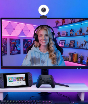 4K Webcam met Lichtregeling – 1080P 60fps, Autofocus en USB Camera voor Streaming en Videovergaderingen