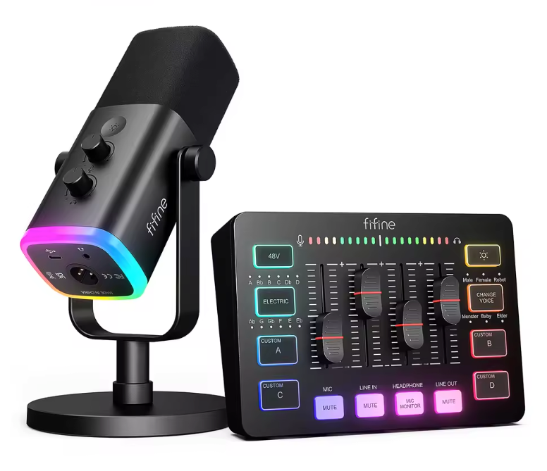 All-in-One Podcast Kit met RGB Mixer – Dynamische Microfoon Set voor Streaming, Gaming en Opname