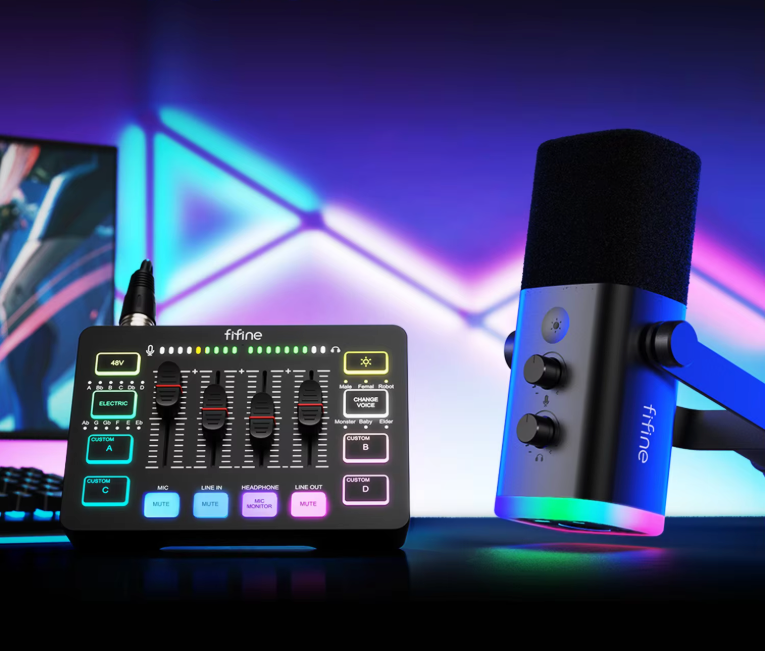 All-in-One Podcast Kit met RGB Mixer – Dynamische Microfoon Set voor Streaming, Gaming en Opname