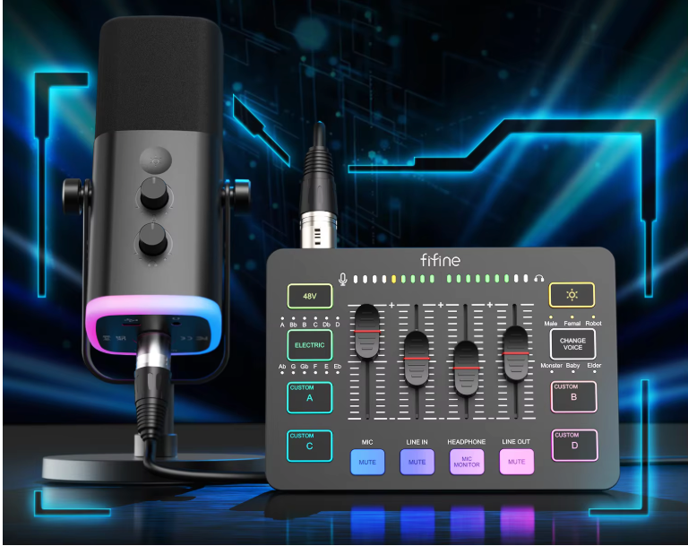 All-in-One Podcast Kit met RGB Mixer – Dynamische Microfoon Set voor Streaming, Gaming en Opname