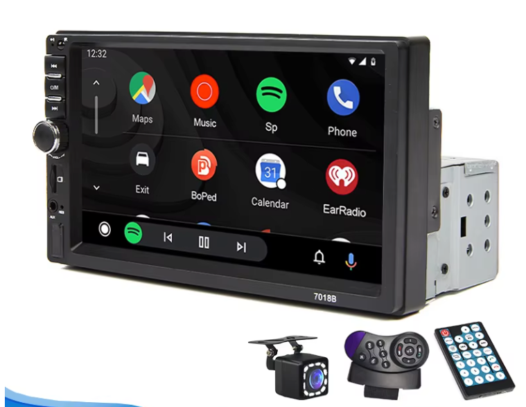 7 Inch 1-DIN Autoradio met CarPlay en Android Auto – Touchscreen Multimedia Speler Bluetooth