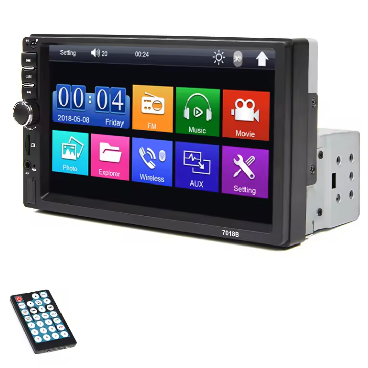 7 Inch 1-DIN Autoradio met CarPlay en Android Auto – Touchscreen Multimedia Speler Bluetooth