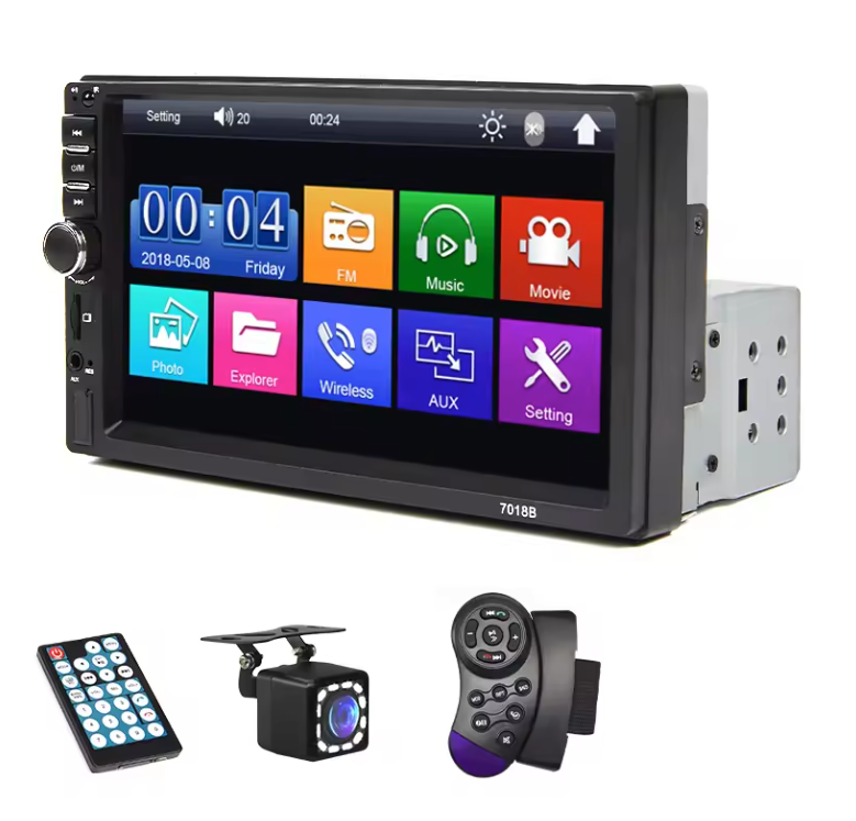 7 Inch 1-DIN Autoradio met CarPlay en Android Auto – Touchscreen Multimedia Speler Bluetooth