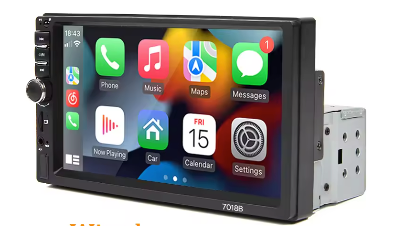 7 Inch 1-DIN Autoradio met CarPlay en Android Auto – Touchscreen Multimedia Speler Bluetooth
