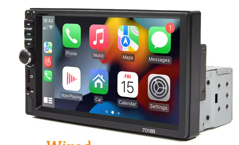 7 Inch 1-DIN Autoradio met CarPlay en Android Auto – Touchscreen Multimedia Speler Bluetooth