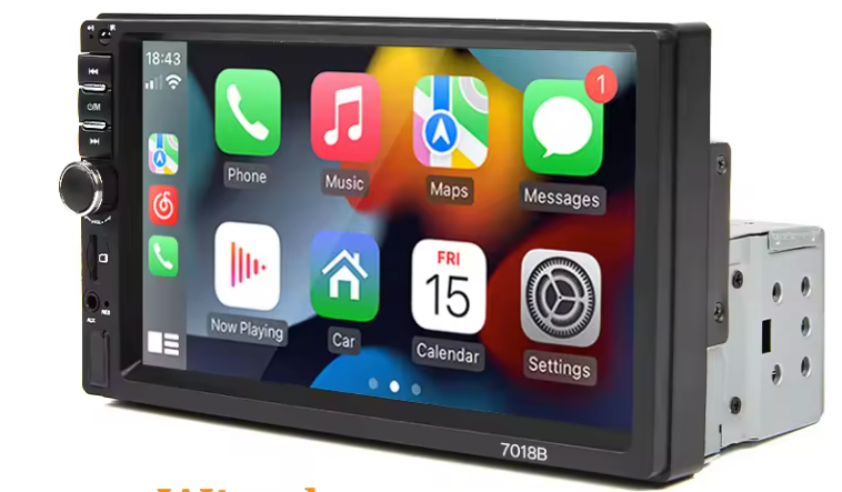 7 Inch 1-DIN Autoradio met CarPlay en Android Auto – Touchscreen Multimedia Speler Bluetooth