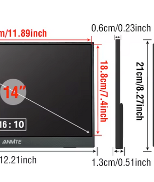 14 Inch Portable Monitor 1920x1200 – Full HD Gaming Scherm met USB-C en HDMI