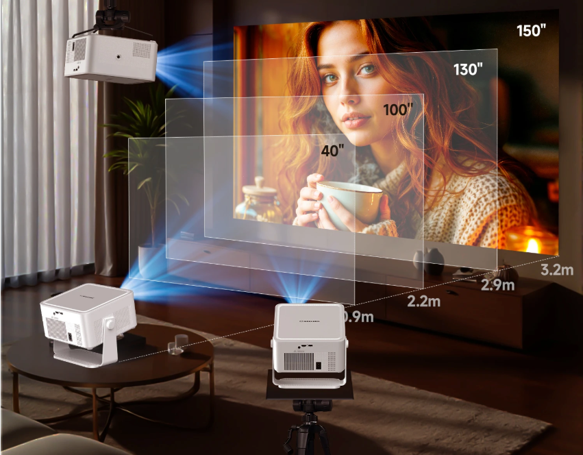 Draagbare 1080P Projector – 1100 ANSI, Auto Focus, Wifi 6 en Bluetooth 5.4, Android 14