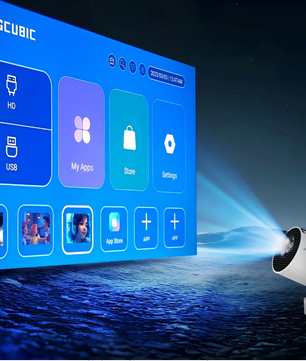 Draagbare 720P Projector – 8K Ondersteuning, Wifi 6, Bluetooth 5.4 en Android 14 Home Cinema