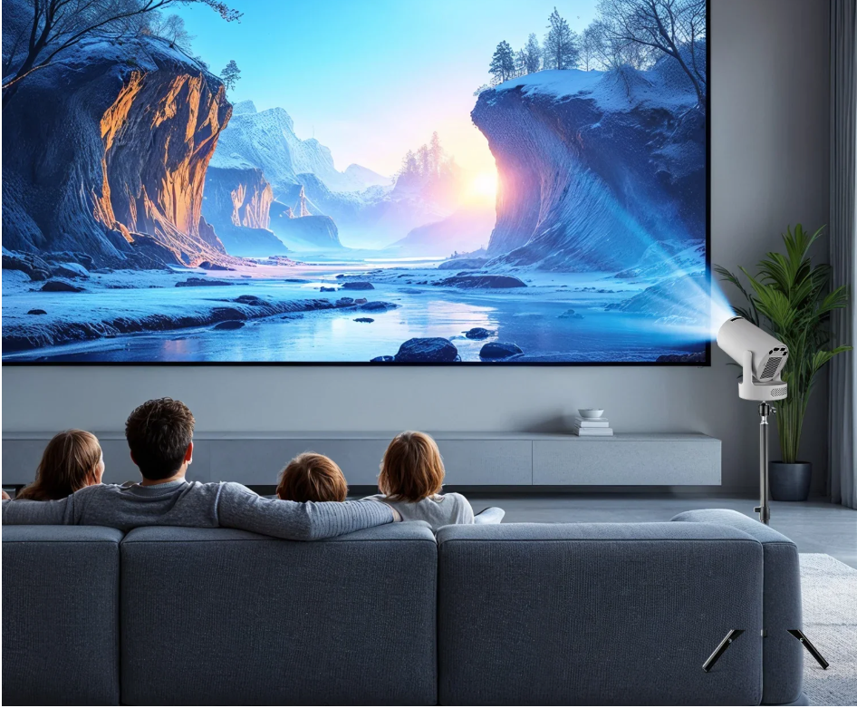 Draagbare 720P Projector – 8K Ondersteuning, Wifi 6, Bluetooth 5.4 en Android 14 Home Cinema
