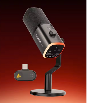Draadloze Dynamische Microfoon – Cardioïde, 50m Bereik, Noise Reduction en RGB voor Gaming en Streaming
