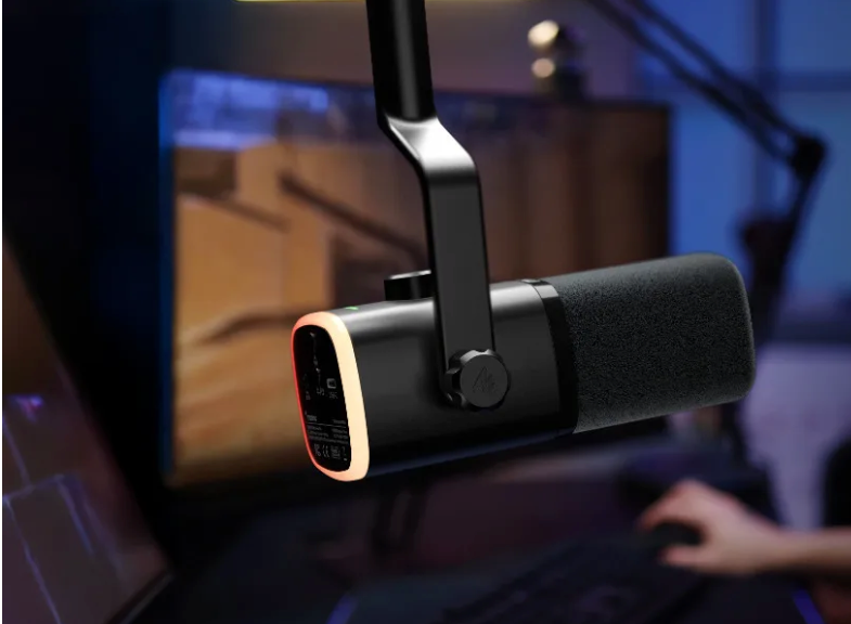 Draadloze Dynamische Microfoon – Cardioïde, 50m Bereik, Noise Reduction en RGB voor Gaming en Streaming