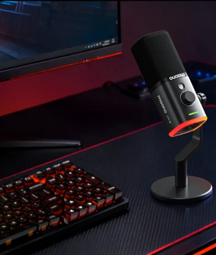 Draadloze Dynamische Microfoon – Cardioïde, 50m Bereik, Noise Reduction en RGB voor Gaming en Streaming