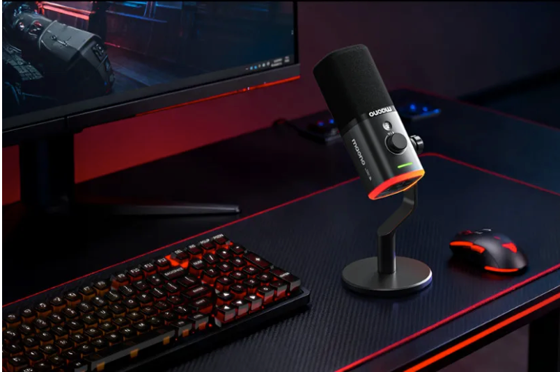 Draadloze Dynamische Microfoon – Cardioïde, 50m Bereik, Noise Reduction en RGB voor Gaming en Streaming