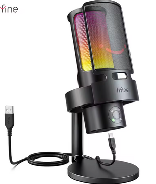 USB Gaming Microfoon met RGB – 4 Richtingspatronen, Gain Control en Mute Touch, Studio Kwaliteit