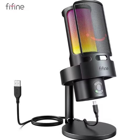 USB Gaming Microfoon met RGB – 4 Richtingspatronen, Gain Control en Mute Touch, Studio Kwaliteit
