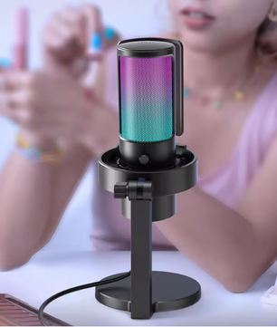 USB Gaming Microfoon met RGB – 4 Richtingspatronen, Gain Control en Mute Touch, Studio Kwaliteit