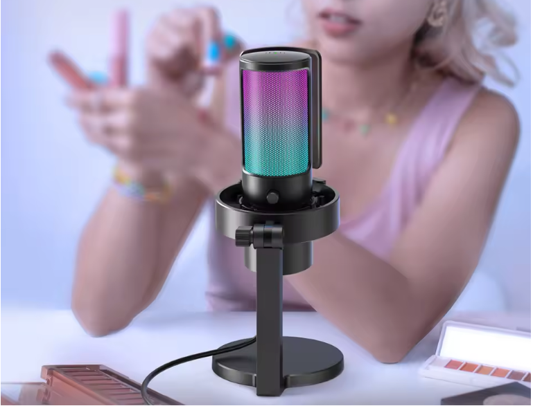 USB Gaming Microfoon met RGB – 4 Richtingspatronen, Gain Control en Mute Touch, Studio Kwaliteit