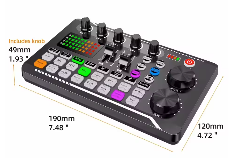 Professionele Sound Mixer met Microfoon – Bluetooth Audio Interface met Voice Changer voor Streaming en Karaoke