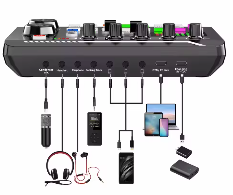 Professionele Sound Mixer met Microfoon – Bluetooth Audio Interface met Voice Changer voor Streaming en Karaoke