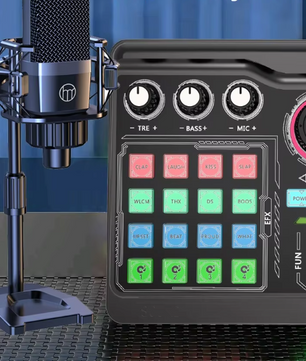 Podcast Microfoon Kit met Soundcard – Condensator Mic voor Streaming, Opname en YouTube