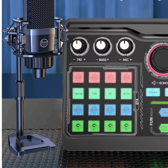 Podcast Microfoon Kit met Soundcard – Condensator Mic voor Streaming, Opname en YouTube