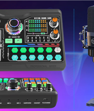 Podcast Microfoon Kit met Soundcard – Condensator Mic voor Streaming, Opname en YouTube