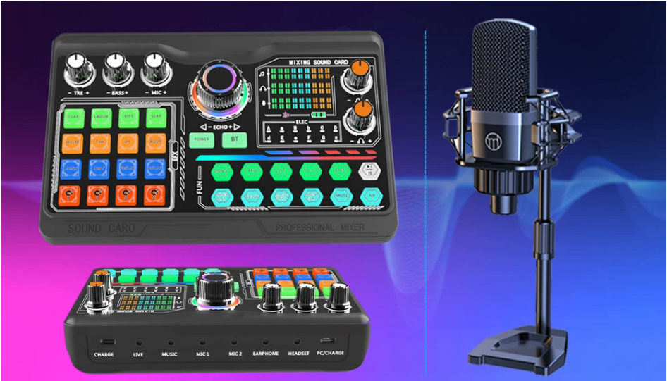Podcast Microfoon Kit met Soundcard – Condensator Mic voor Streaming, Opname en YouTube