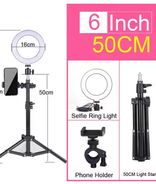 Ring Light met Statief en Telefoonhouder – RGB en 3Kleurstanden, 10 Lichtniveaus voor Streaming en Content Creatie