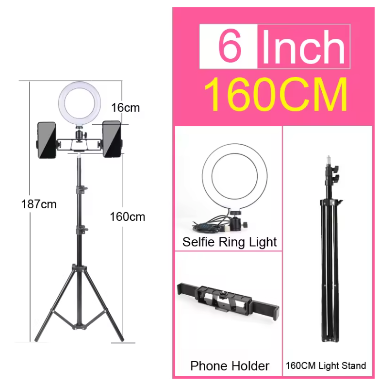 Ring Light met Statief en Telefoonhouder – RGB en 3Kleurstanden, 10 Lichtniveaus voor Streaming en Content Creatie