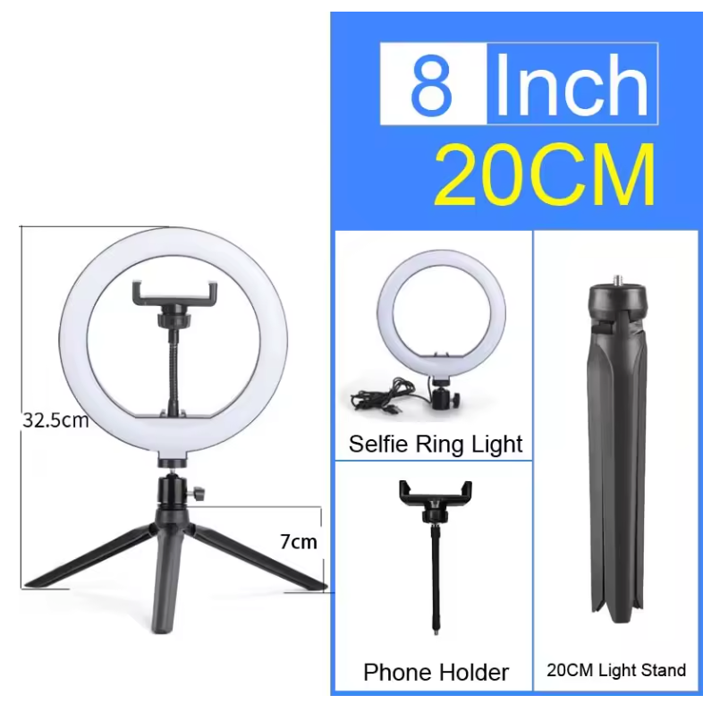 Ring Light met Statief en Telefoonhouder – RGB en 3Kleurstanden, 10 Lichtniveaus voor Streaming en Content Creatie