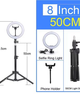 Ring Light met Statief en Telefoonhouder – RGB en 3Kleurstanden, 10 Lichtniveaus voor Streaming en Content Creatie