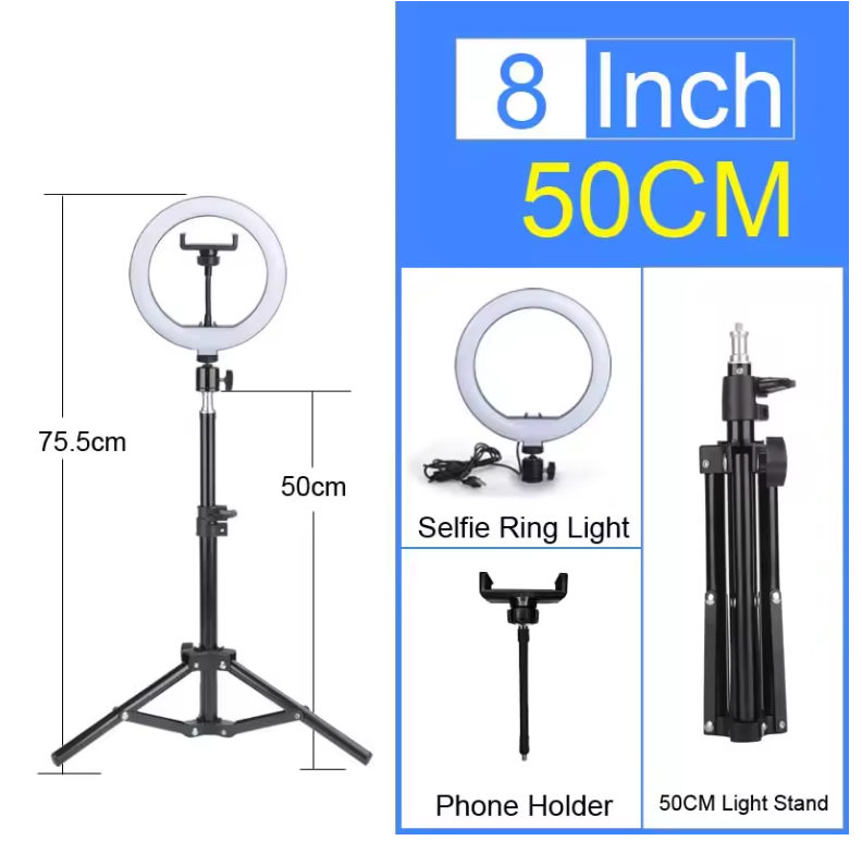 Ring Light met Statief en Telefoonhouder – RGB en 3Kleurstanden, 10 Lichtniveaus voor Streaming en Content Creatie