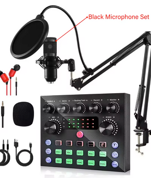 Podcast Microfoon Set met Soundcard – Complete Streaming Kit met Effecten en Voice Changer