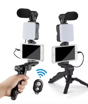 Smartphone Vlogging Kit met Statief – Microfoon en LED Lamp voor TikTok, YouTube en Live Streaming