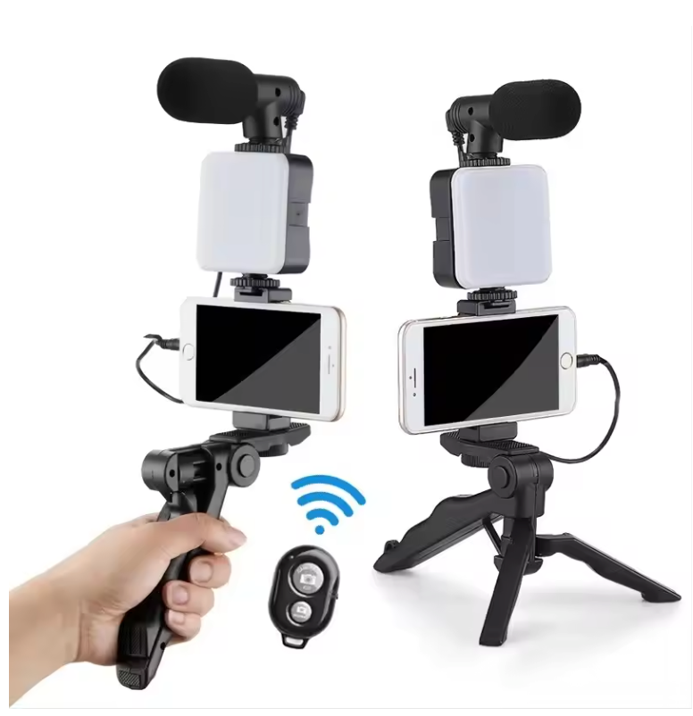 Smartphone Vlogging Kit met Statief – Microfoon en LED Lamp voor TikTok, YouTube en Live Streaming