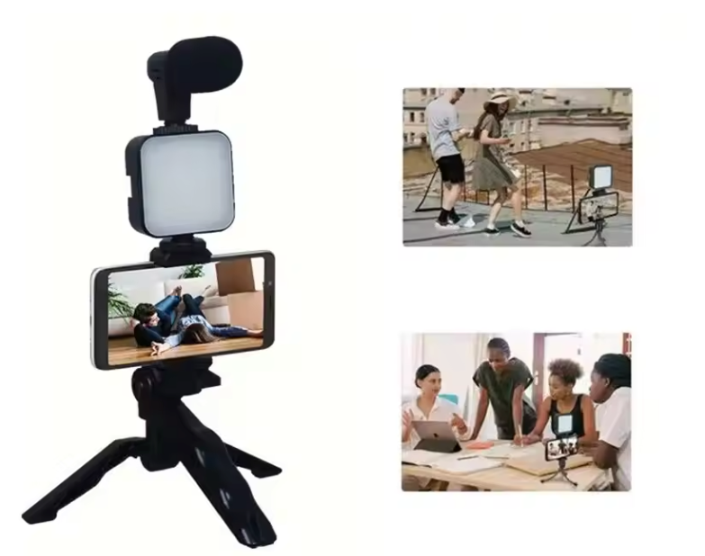 Smartphone Vlogging Kit met Statief – Microfoon en LED Lamp voor TikTok, YouTube en Live Streaming
