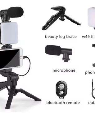 Smartphone Vlogging Kit met Statief – Microfoon en LED Lamp voor TikTok, YouTube en Live Streaming