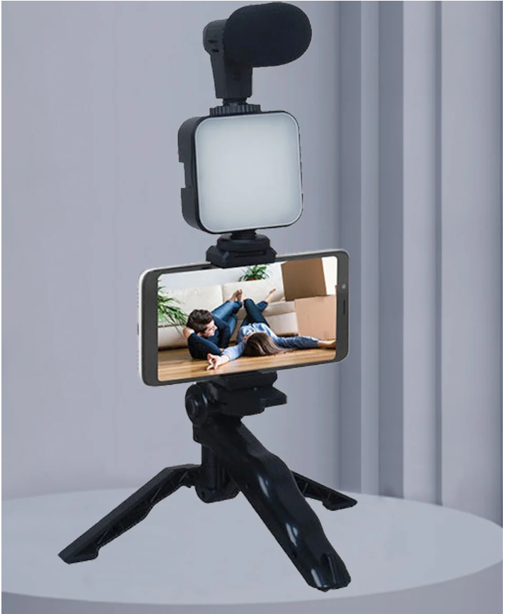 Smartphone Vlogging Kit met Statief – Microfoon en LED Lamp voor TikTok, YouTube en Live Streaming
