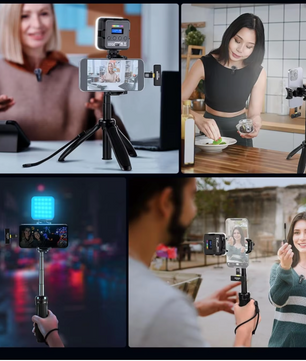 Complete Vlogging Kit met RGB LED, Draadloze Microfoon en Statief – Content Creator Set voor Smartphone