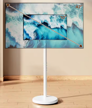 Verstelbare TV Standaard met Wielen – 360° Draaibaar, In Hoogte Verstelbaar voor 10–46 Inch Schermen